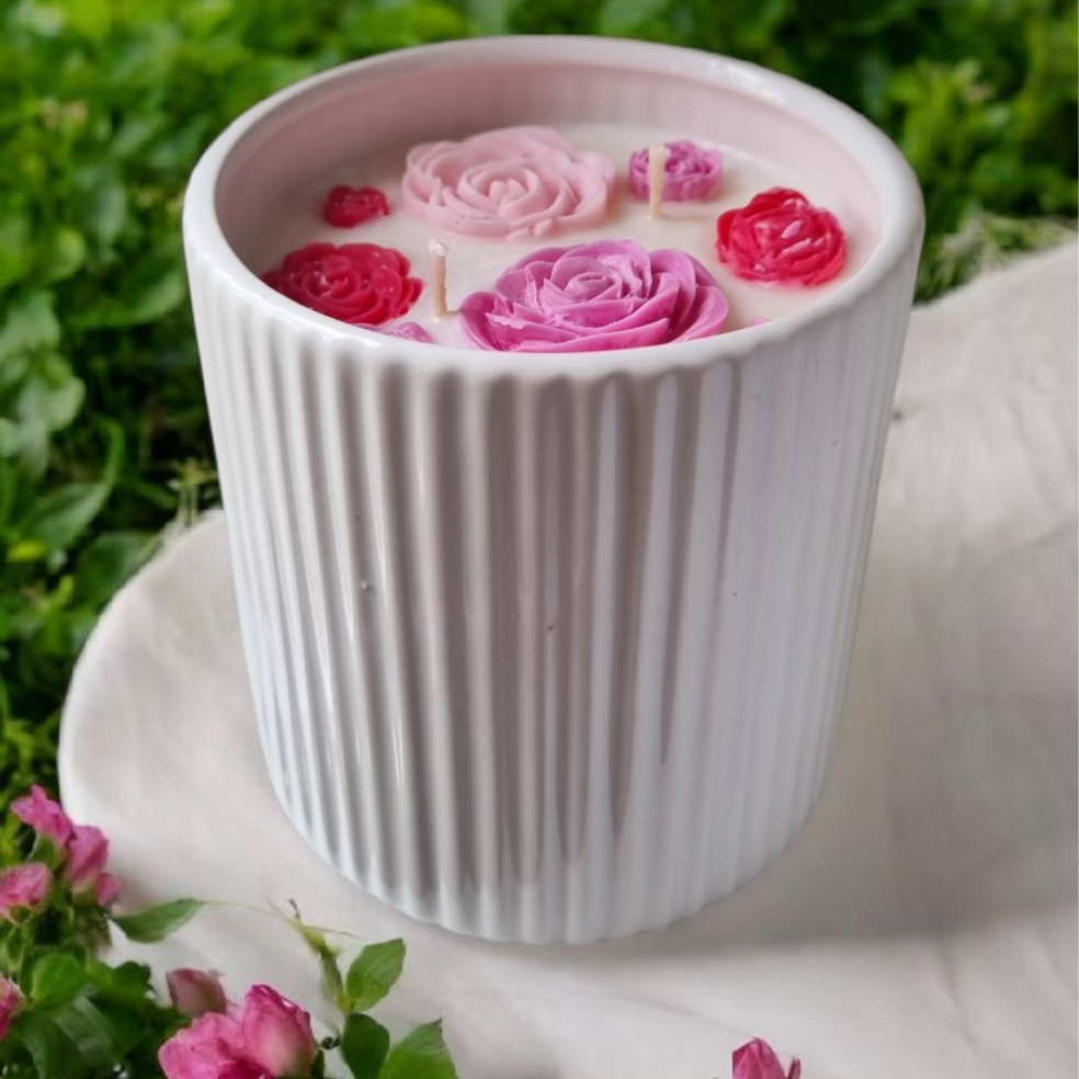 Champagne & Roses Ceramic Jar Candle